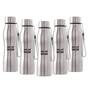 NIRLON Stainless Steel 5 Pcs Fridge Water Bottle/Refrigerator Bottle/Single Wall Bottle 1000 ML - Home Decor Lo