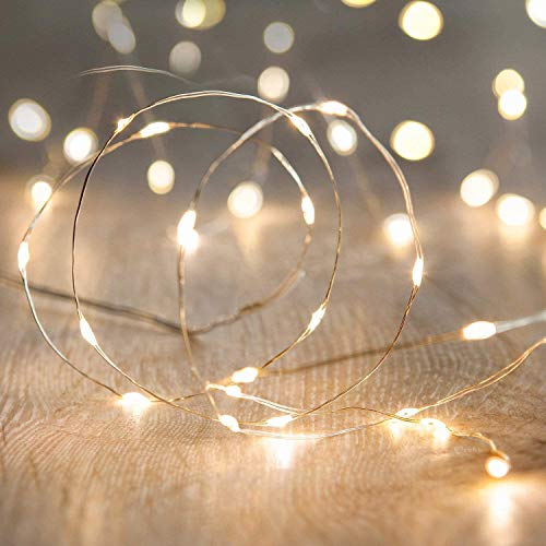 Archies® Starry Fire Fly Fairy Copper Wire LED Lights for Diwali Christmas, Parties, Indoor, Outdoor,Weddings, Celebration, Festival Decoration Usage (1 mtr. 10 Bulbs, Battery Operated) - Home Decor Lo