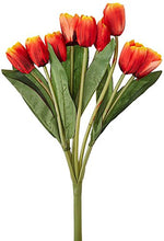 Load image into Gallery viewer, Fourwalls Beautiful Artificial Tulip Flower Bunch for Home décor (38 cm Tall, 9 Heads, Orange) - Home Decor Lo