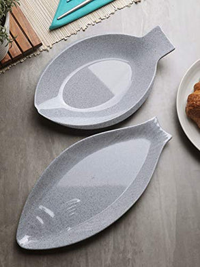 Servewell Grey Fish Shaped Melamine Serving Platters Combo Set - Home Decor Lo