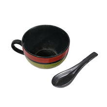 Load image into Gallery viewer, Miah Decor MDCF-12 Ceramic Crafted Soup Bowls with Attached Handles and Spoon [Multi Colored: Black, Green and Red]-Set of 2 - Home Decor Lo