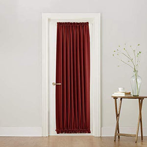 Sun Zero Barrow Energy Efficient Door Panel Curtain with Tie Back, 54" x 72", Brick Red - Home Decor Lo