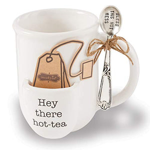 Mud Pie 43500014H Vintage Inspired Mug Spoon-Hot Tea Cup Set, One Size - Home Decor Lo