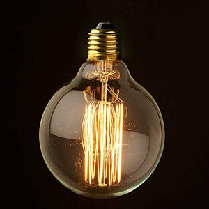 Fizzytech 40W Vintage Antique Light Bulbs, E27 Round Style Bulb, Clear Glass, 220 Volts, Filament Light Bulbs for Home Light Fixtures Decorative, Dimmable(Warm White, 1 Unit) - Home Decor Lo