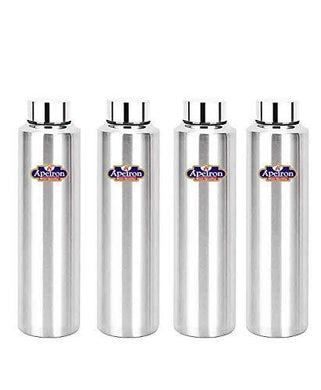 Apeiron Stainless Steel Fridge Bottle | 1000ml | Silver | Leak Proof (Pack of 4) - Home Decor Lo