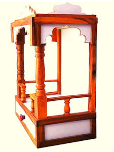 VFH Handicraft Wooden Mandir Pooja Temple for Puja Room Decor Items (Brown, 52 Cm) - Home Decor Lo