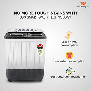 White Westinghouse (Trademark By Electrolux) 8 kg Semi-Automatic Top Loading Washing Machine (CSW8000, Greyish Black) - Home Decor Lo