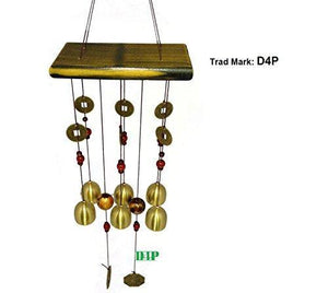 Discount4product Feng Shui Metal and Wooden Wind Chime Pipes Hanging for Positive Energy - Home Decor Lo