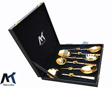 Load image into Gallery viewer, Maverics Knot Golden Cutlery Feather Design Serving Spoons - Set of 6 pcs - Home Decor Lo