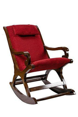 Craftatoz Rocking Chair with Cushioned Back & Seat Handicrafts Rocking Chair Teak Wood Rocking Chair Wooden Rocking Chair for Living Room Home Decor - Home Decor Lo