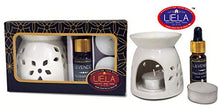 Load image into Gallery viewer, LIELA - Vaporizer Oil Burner and Aroma Diffuser set, with 3 T-Light and Pure Lavender 15 ml Fragrance Oil in Premium Brown Glass Bottle with Glass Dropper ( burner color can be red, white or green) - Home Decor Lo