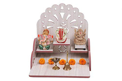 XYJIQS Handicrafts Home Decorative Wooden Temple/Pooja Mandir/Mandap/Wooden Mandir (Size : Medium) (White) - Home Decor Lo