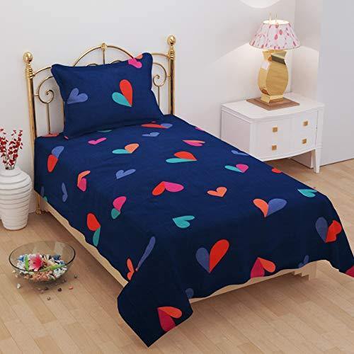 PRIDHI Glace Cotton Single Bedsheet with 1 Pillow Cover-Model5 - Home Decor Lo