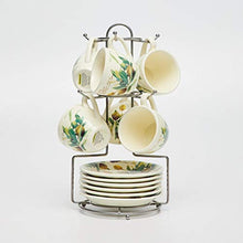 Load image into Gallery viewer, Home Centre Malvina Printed Tea Set - 6 Cups and 6 Saucers with Stand - Beige - Home Decor Lo