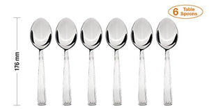 Amazon Brand - Solimo 24 Piece Stainless Steel Cutlery Set, Stripes (Contains: 6 Table Spoons, 6 Tea Spoons, 6 Forks, 6 Dessert Spoons), Silver - Home Decor Lo