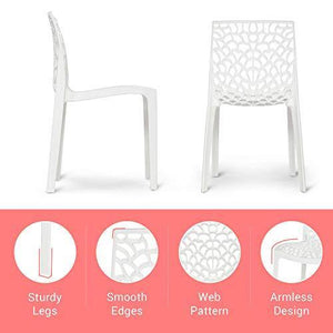 Supreme Web Plastic Chairs for Home, Outdoor & Garden (Set of 2, Milky White) - Home Decor Lo