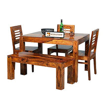 Load image into Gallery viewer, Hariom Handicraft Sheesham Wood Dining Table Set with 3 Chairs +1 Bench | Dining Room Furniture (Dark Honey Finish) - Home Decor Lo