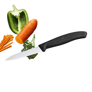 Victorinox, Swiss Classic KITCHEN KNIFE/ PARING KNIFE/ VEGETABLE KNIFE, 8 cm, wavy edge - BLACK colour. - Home Decor Lo