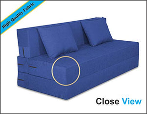 Adorn India Easy Three Seater Sofa Cum Bed Alyn 5'x 6' (Dark Blue) - Home Decor Lo