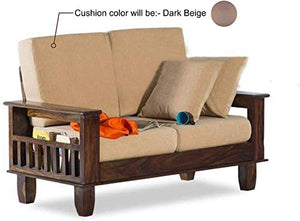 Strata Furniture Solid Rosewood and Sheesham Wood Sofa Set (Walnut Brown) - Home Decor Lo