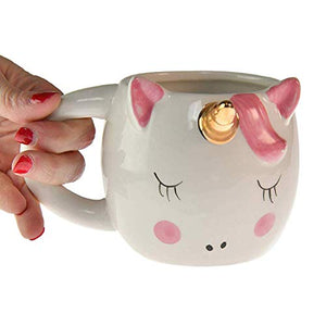 KOMTO Ceramic Unicorn Coffee Mug Travel Tea Cup - 1 Piece, White, 300ml, - Home Decor Lo