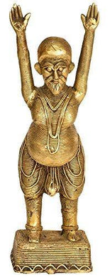 Exotic India Tribal Yoga Man - Brass Statue - Home Decor Lo