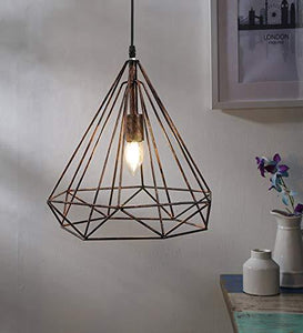 GreyWings Metal Diamond Cadge Hanging Light Pendant Lamp, with E27 Base Cape Bulb Included (Antique Bronze) - Home Decor Lo