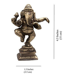 Two Moustaches Brass Dancing Ganesha Idol | Home Decor | - Home Decor Lo