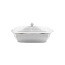 Load image into Gallery viewer, Casafina Stoneware Ceramic Impressions Collection Rect. Covered Casserole 12.75&#39;&#39; x 7.25&#39;&#39; H5.5&#39;&#39; 62.5oz White - Home Decor Lo