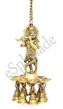 Load image into Gallery viewer, eSplanade - Brass Makhan Chor Laddoo Gopal Baby Krishna Kishan Thakurji Murti Idol Statue Sculpture (Krishna Diya) - Home Decor Lo