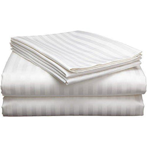 ARiANA Premium Stripe Collection 300 TC 100% Cotton King Size (108 inch X 108 inch) Bedsheet with 2 Pillow Covers (White) - Home Decor Lo