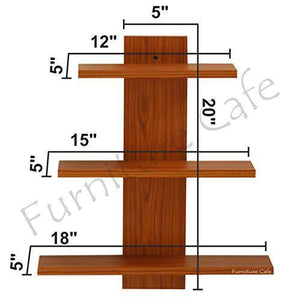 Furniture Cafe Wall Decor Book Shelf/Wall Display Rack (3 Shelves) - Ideal for Gift (Teak) (Standard, Teak Natural) - Home Decor Lo