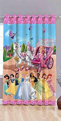 Amazin Homes Polyester 3D Digital Disney Princess or Cinderella Print 5 ft Window Door Curtains for Girls/Kids Room, Multicolour - Home Decor Lo