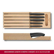Load image into Gallery viewer, Victorinox Swiss Classic Kitchen Knife Set - 5 Pc Stainless Steel Knives with Wooden in-Drawer Storage Block, Black, Swiss Made - Home Decor Lo