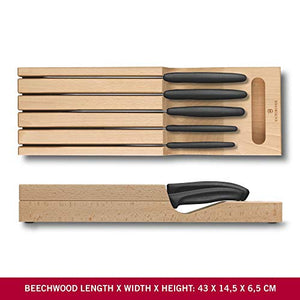 Victorinox Swiss Classic Kitchen Knife Set - 5 Pc Stainless Steel Knives with Wooden in-Drawer Storage Block, Black, Swiss Made - Home Decor Lo