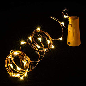 J Studio (1 Pack)2M 20LED Wine Bottle Cork String Light Copper Wire Starry Fairy Lights Battery Powered Warm White DIY, Party, Decoration, Wedding, Gift Box (Pack of 1) - Home Decor Lo