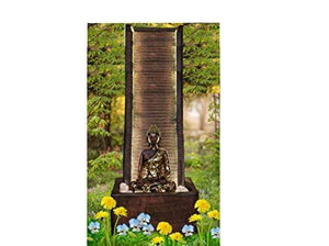 Rose Petals Water Fountain with Lord Buddha Statue for Home Decor/Living Room/Hall/Office/Garden/Puja Room/Indoor/Outdoor Decor (Large Size) - Home Decor Lo
