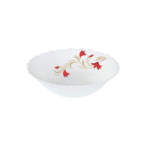 Larah by Borosil Red Lily (LH) Opalware Multipurpose Bowl Set, Set of 2, White - Home Decor Lo