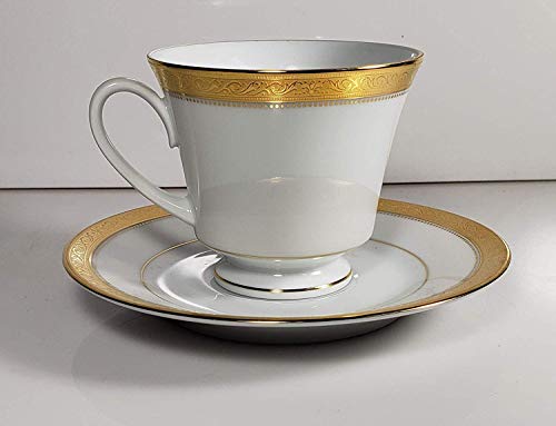 Noritake Signature Gold porcelain Tea/Coffee Cup and Saucer -12 Pcs - Home Decor Lo