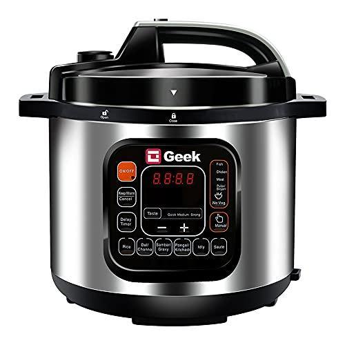 Geek Robocook Zeta 5 Litre Electric Pressure Cooker with Non Stick Pot, Black - Home Decor Lo