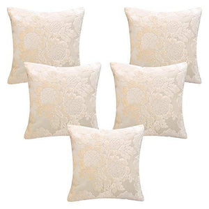 S N TRADERS Velvet Cushion Covers (Cream, Beige, Off White, 5 Piece, 16x16 Inch) - Home Decor Lo