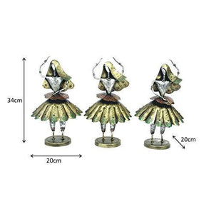 Handicrafts Paradise Tribal Dancing Ladies Handmade Decorative Gift Item showpiece in Iron for Home Décor (13.5 inch) - Set of 3 pc - Home Decor Lo