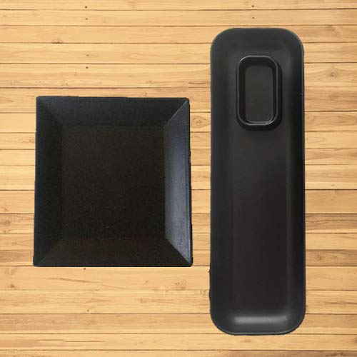 Decornt Serving Platter & Chat Plate Snack Plate - Acrylic Matte Finish - Set of 4 – Black Color (Serving Platter -2 Pieces - Rectangular & Chat Plate - 2Pieces - Square Shape) - Home Decor Lo