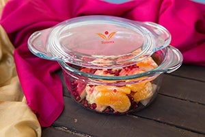 Femora Borosilicate Glass Round Casseroles, Microwave Safe - 1550ML, 700ML (Set of 2), Clear - Home Decor Lo