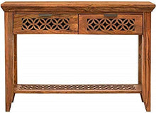Load image into Gallery viewer, Sheesham Wood, Honey Finish Console Table with 2 Drawers and Shelf Storage (Brown)