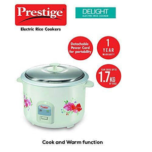 Prestige Delight Electric Rice Cooker PRWO 2.8-2 (1000 Watts) with 2 Aluminium Cooking Pans, Cooks Upto 1.7 kg Rice (Printed Flowers) - Home Decor Lo