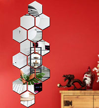 Load image into Gallery viewer, Bikri Kendra® Premium Acrylic Factory Outlet 3D Mirror Wall Decor for Home and Office, 14 Hexagon(Silver) - Home Decor Lo