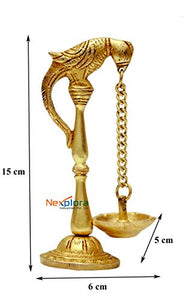 Nexplora Industries Pvt. Ltd. Brass Parrot Design Oil Lamp | Bird Diya | Deepak | Pooja Item | Fengshui Gift - Home Decor Lo