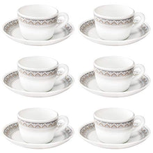 Load image into Gallery viewer, Larah by Borosil Classic Cup and Saucer Set, 140ml, 12-Pieces, White, HT12CS14CSC1, HT12CS14CSC1 - Home Decor Lo
