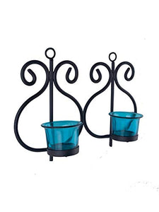 Decorative Blue Glass Cup Tealight Candle Holder